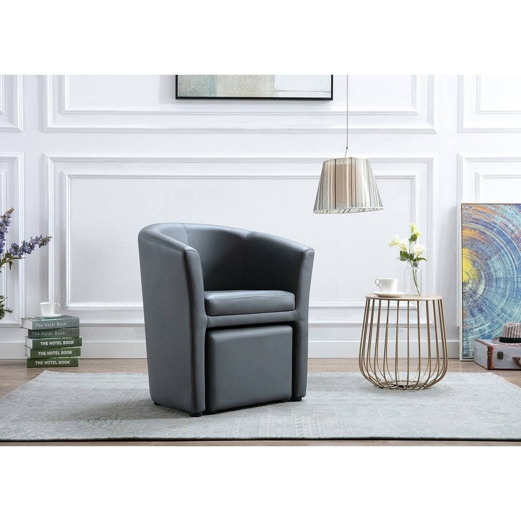Brown Accent Club Chair with Foot Stool D67251