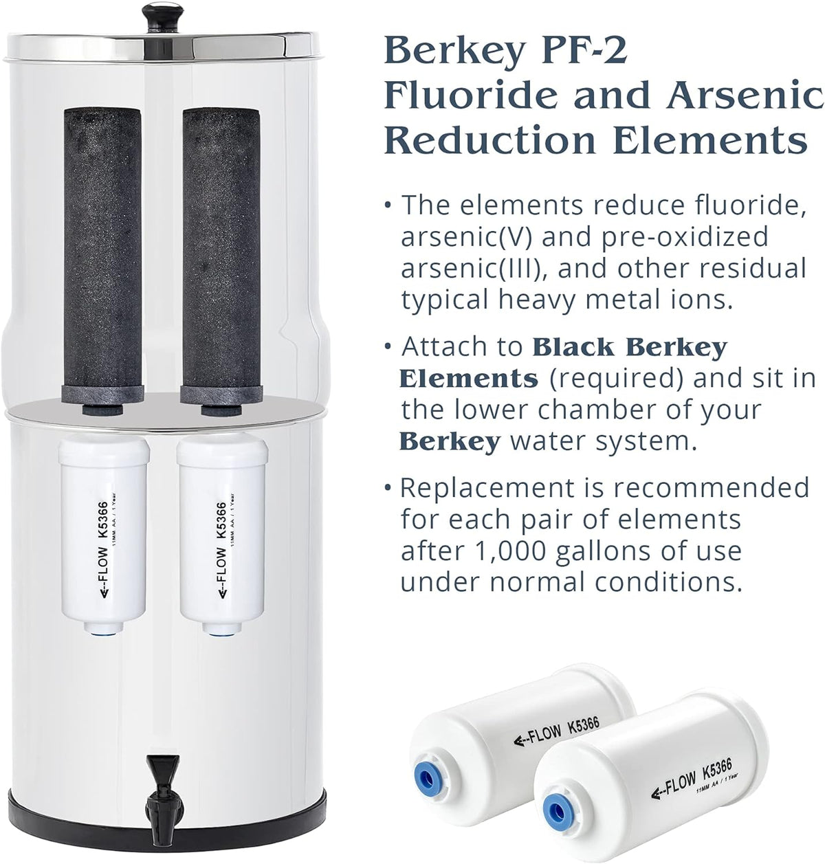 Black Berkey Purification Elements with PF-2 Fluoride and Arsenic Reduction Elements - Combo Pack K722278