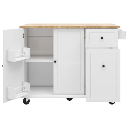 Kitchen Cart with Wood Top, 4 Drawers, Open Shelves and Door O16779