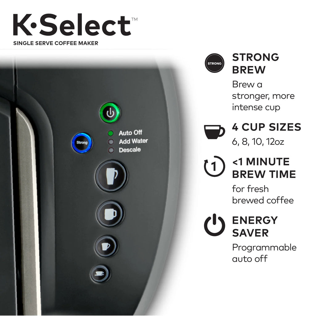 Single-Serve K-Cup Pod Coffee Maker with 12oz Brew Size, Matte Black Y256