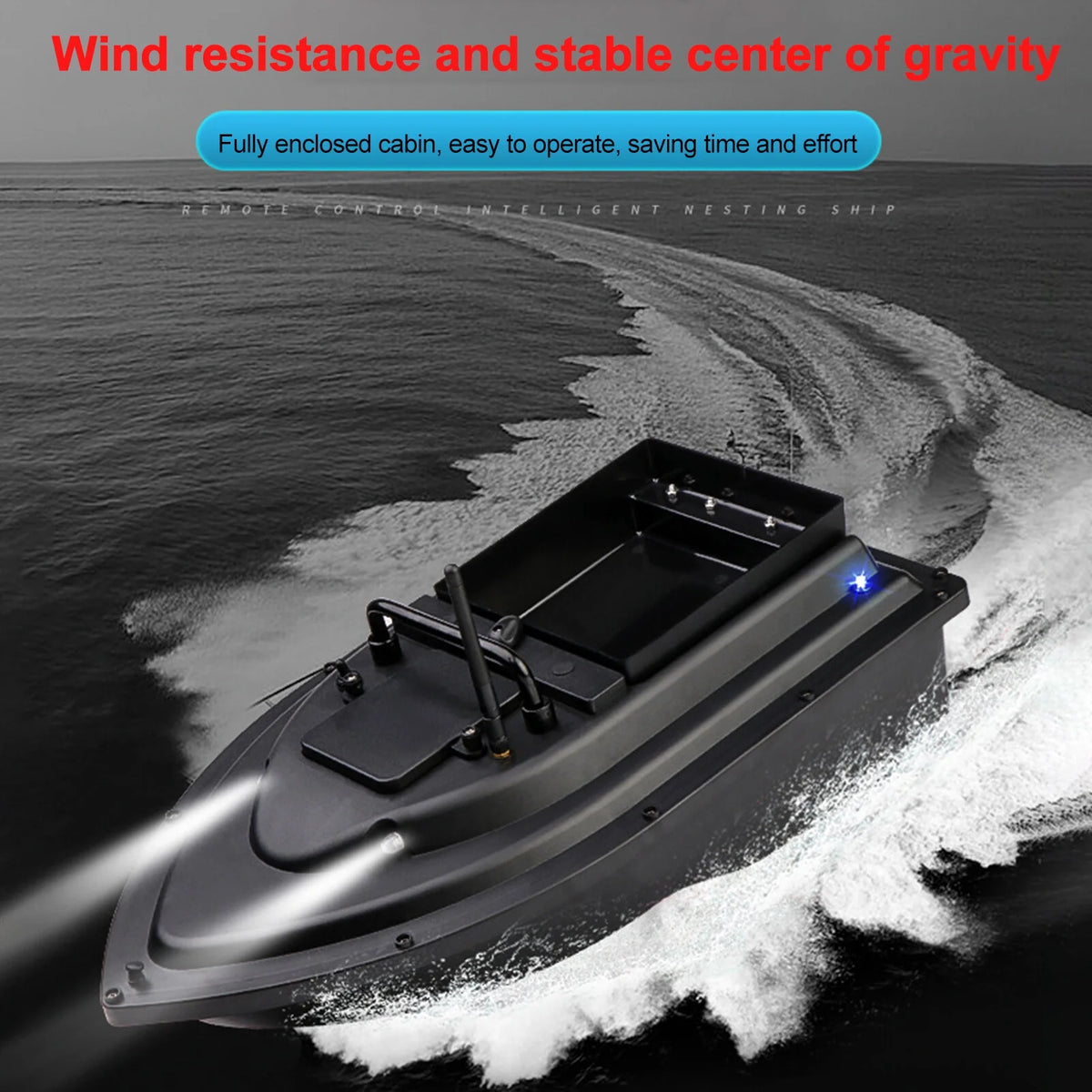 RC Fishing Bait Boat with Fish Finder, 0.75kg Loading, 500M Remote Control, Double Motor, Night Light, 12000mah Battery S217