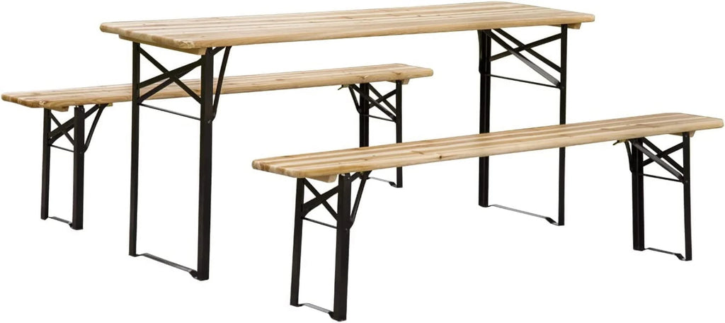 6' Portable Wooden Picnic Table and Bench Set K39467