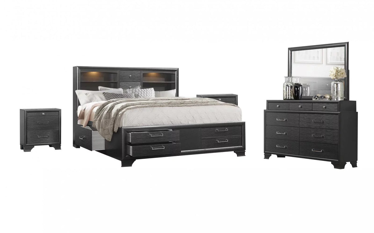 Glossy Black 5Pcs Bedroom Set I687191