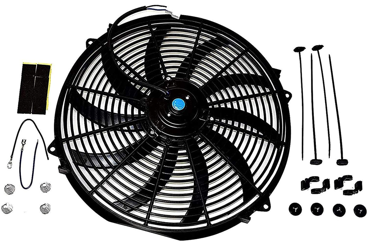 Electric Radiator Cooling Fan 16 Inches 12V 3000 CFM Black Pack of 2 A4544