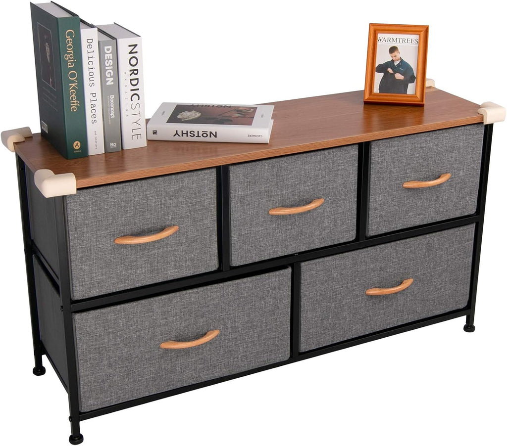 Brown 5-Drawer Storage Cabinet with Steel Frame Z628284