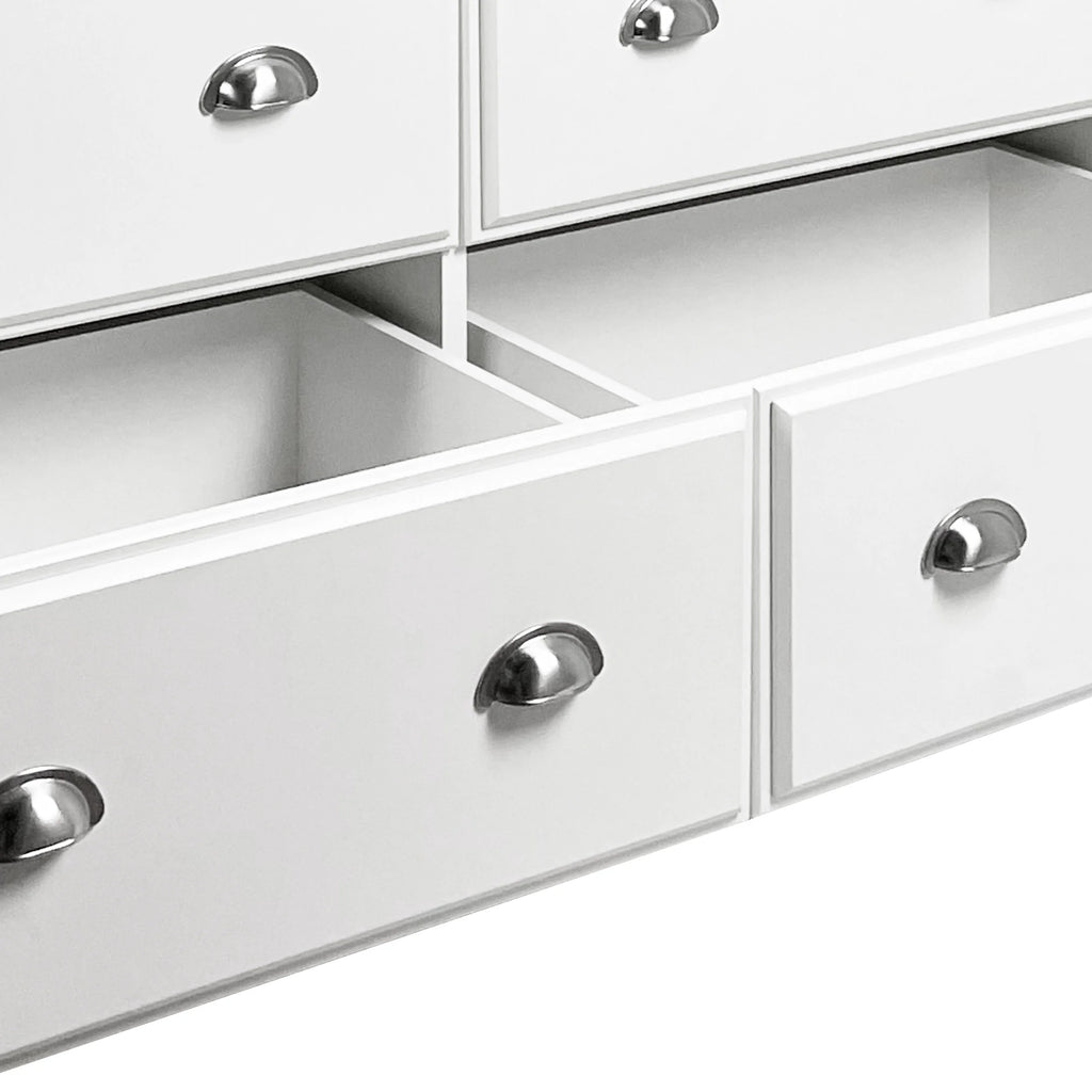 White 6 Drawer Faux Wood Double Dresser B85608