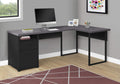 80L Dark Taupe L-Shaped Corner Desk with File Cabinet H55419