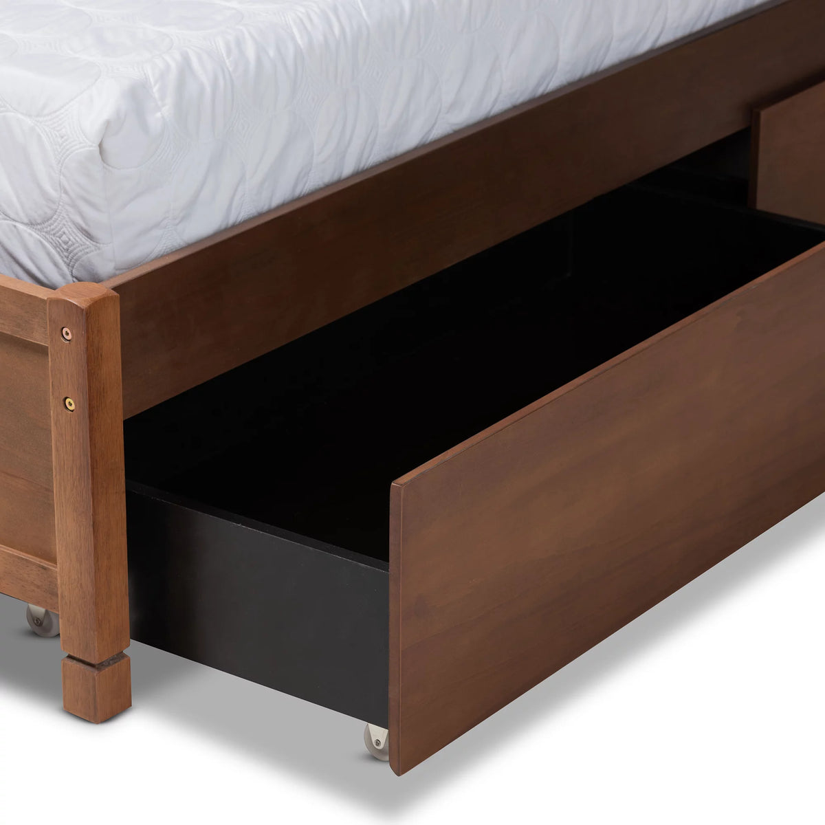 Walnut Brown Wood King Size 4-Drawer Platform Storage Bed B6337