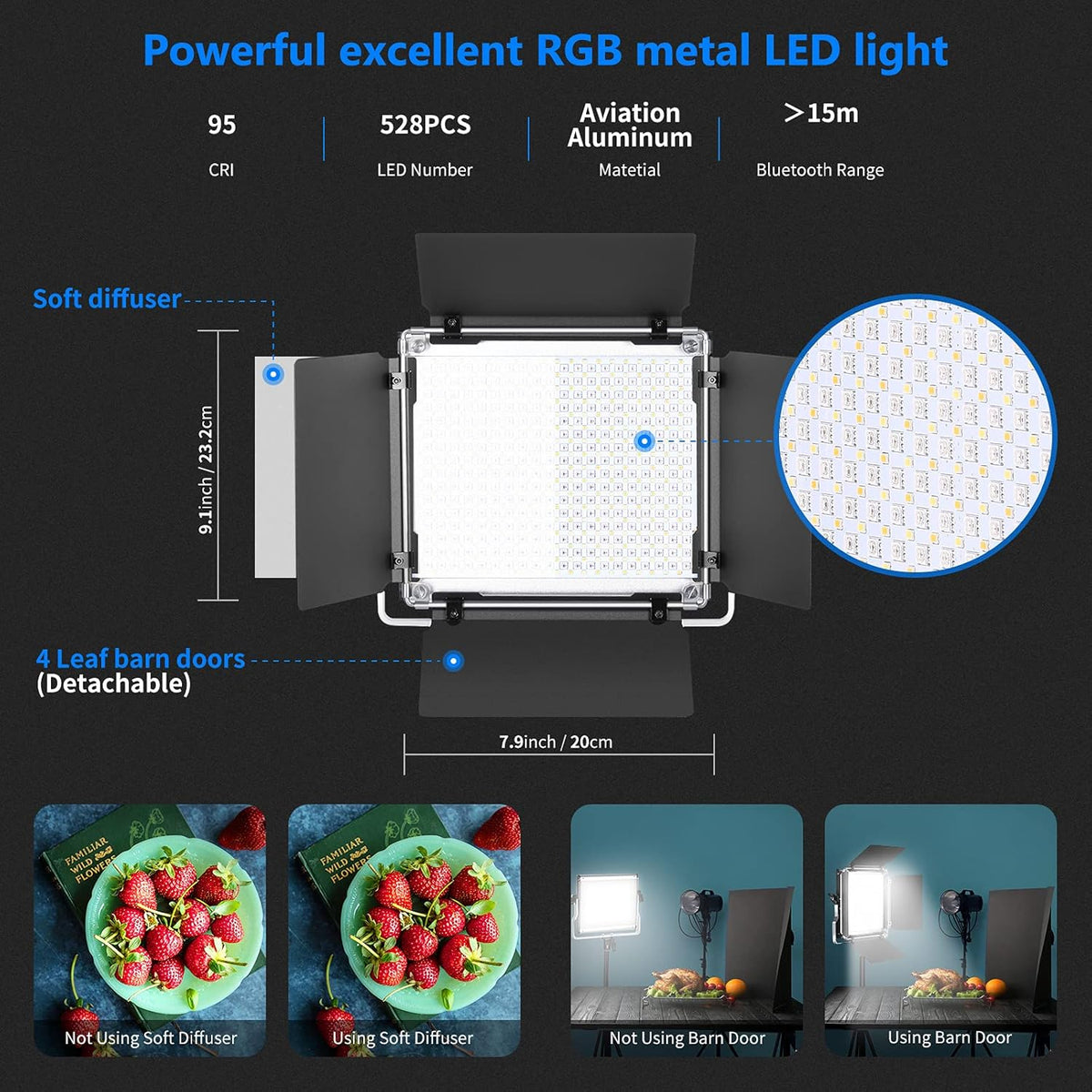 2 Packs RGB Led Light with Stands and Bag Z455007