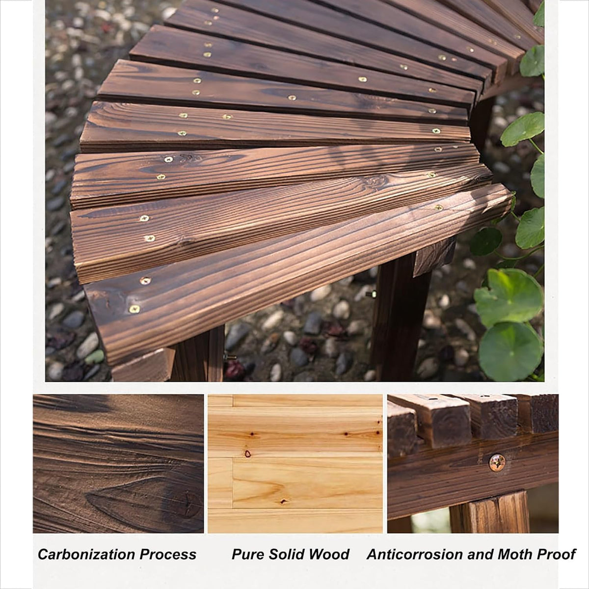 Wooden Outdoor Curved Bench Z6742