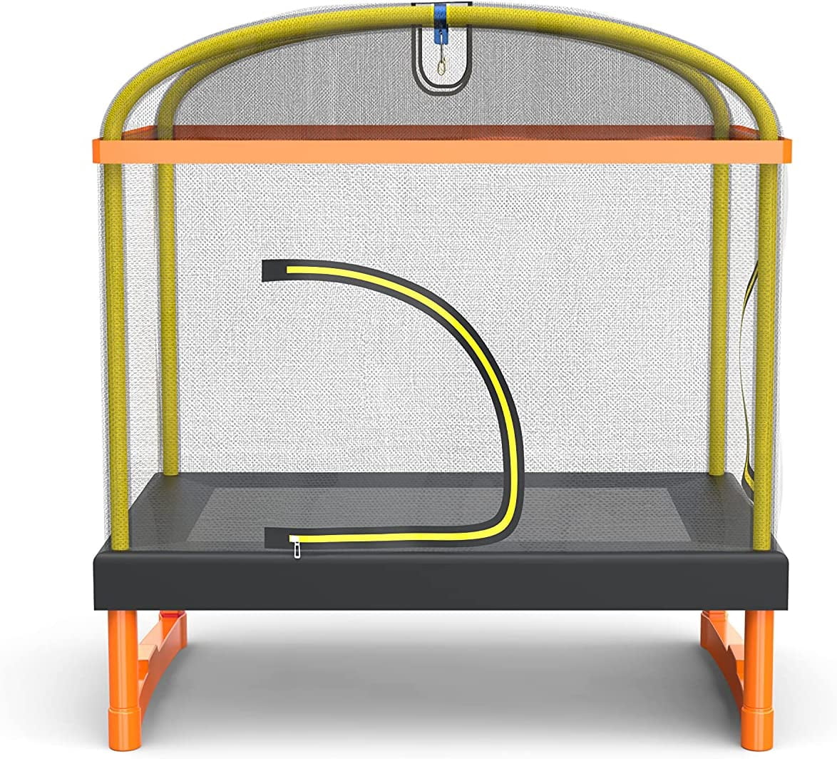 6.5ft 4-in-1 Mini Rectangular Trampoline with Safety Net Enclosure, Padding, Zipper R15829