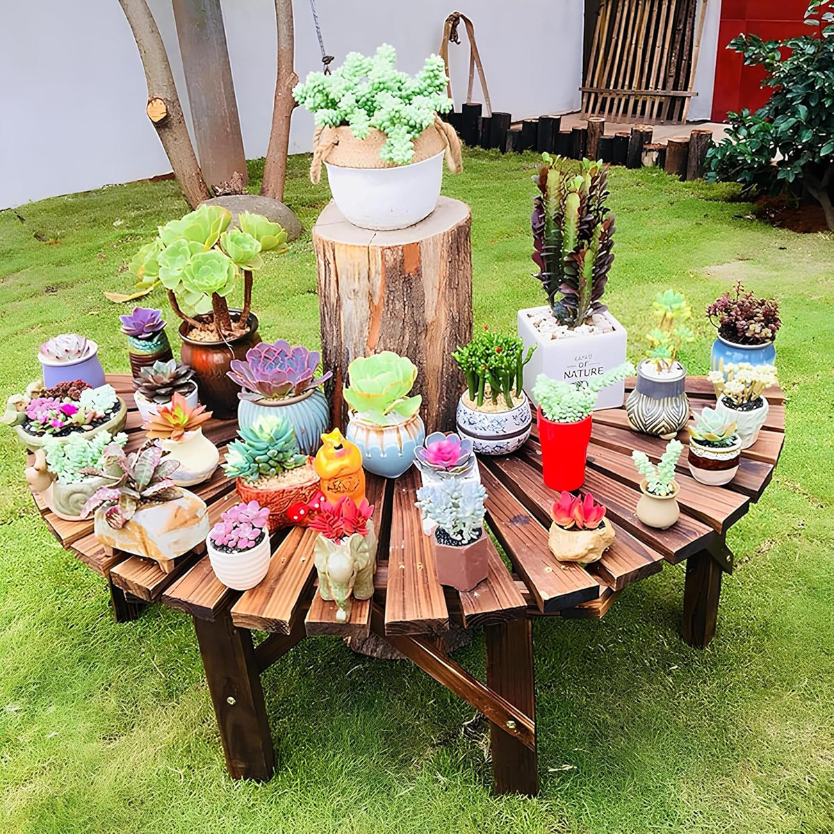Wooden Outdoor Curved Bench Z6742