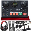 Audio Interface with 2 Samson Microphones + Headphones + Pop Filters + Goose Neck Stands + Cleaning Cloth K887411