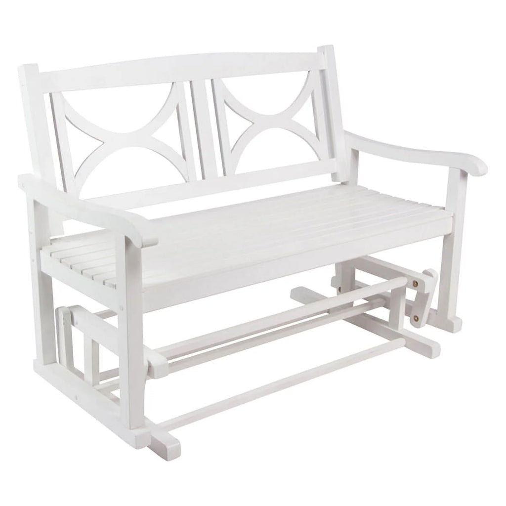 White Hardwood Patio Porch Glider Bench E43132