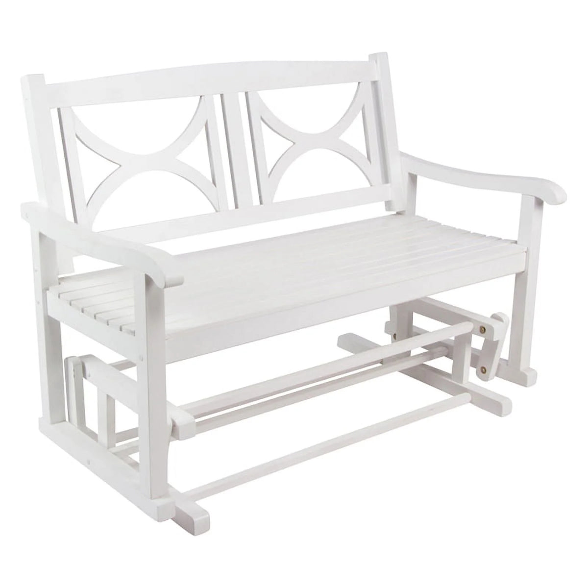 White Hardwood Patio Porch Glider Bench E43132
