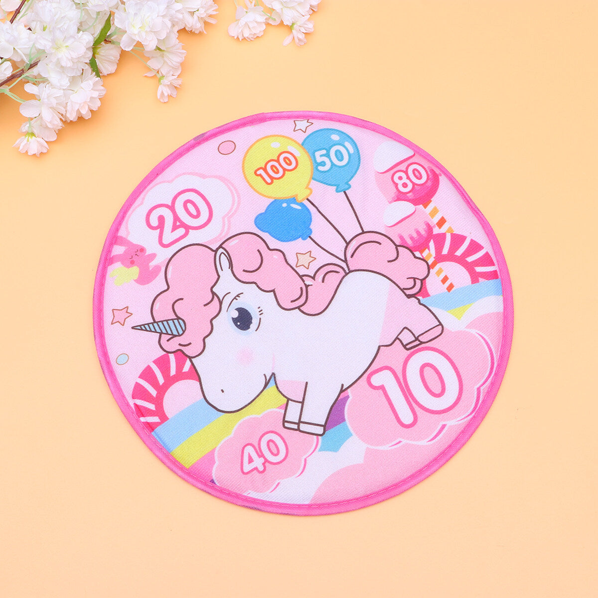 1 Set of Sucker Ball Kids Shooting Sticky Toy Cartoon Round Cloth Dart Board Toy Assorted Color U615