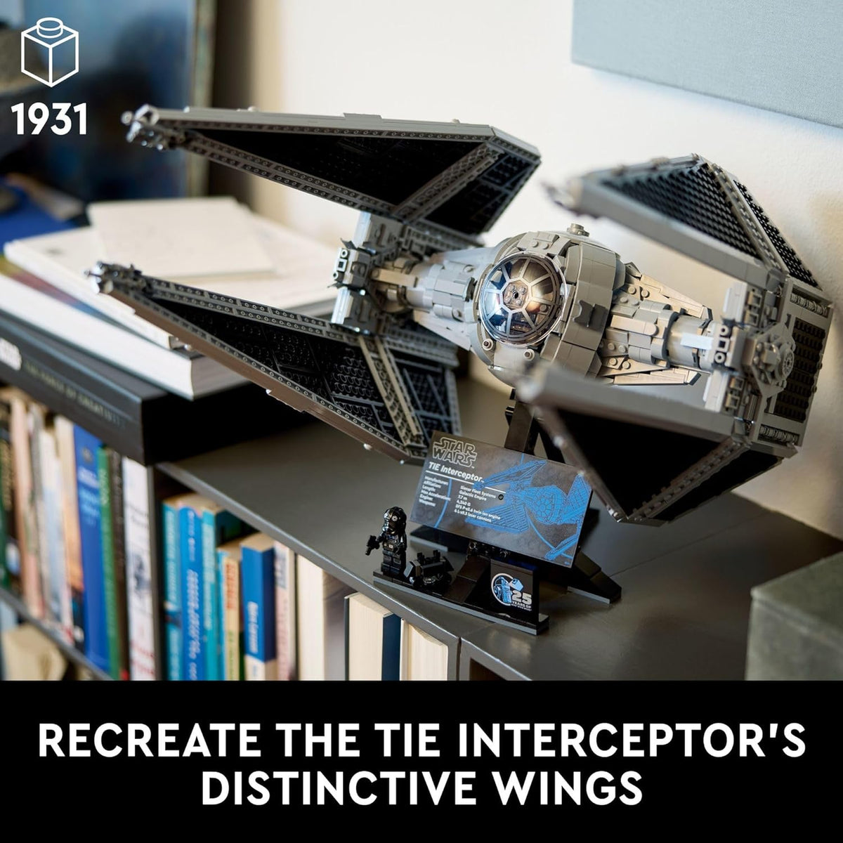 LEGO Star Wars TIE Interceptor Model Building Set with TIE Pilot Minifigure R85973