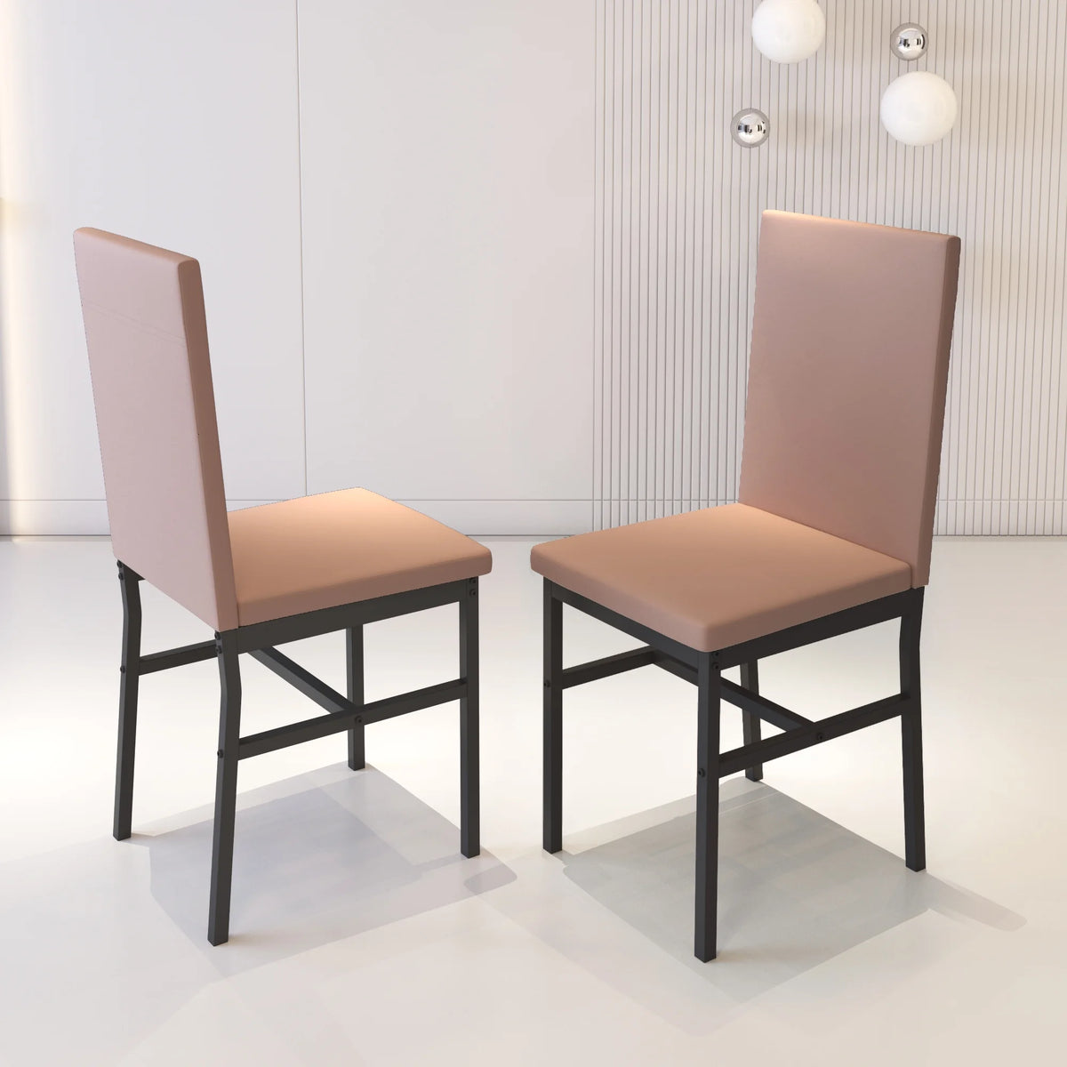 5 Piece Dining Table and Chairs Set with Faux Marble Tabletop and 4 PU Leather Upholstered Chairs E3515