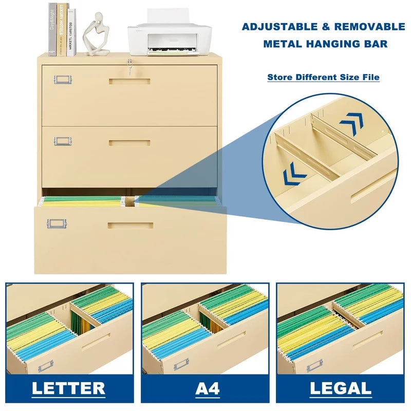 3 Drawer Lockable Metal File Cabinet L87922