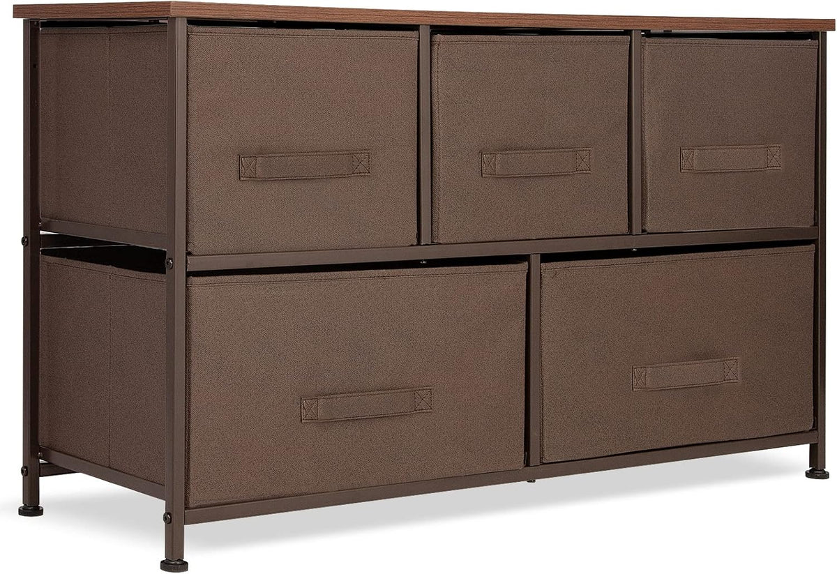 Brown 5-Drawer Storage Cabinet with Steel Frame Z628284