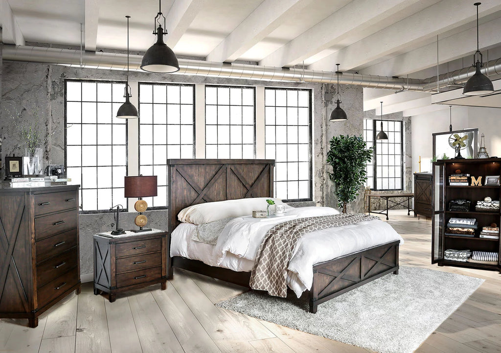 Dark Walnut Eastern King Size Solid Wood Bed I9611
