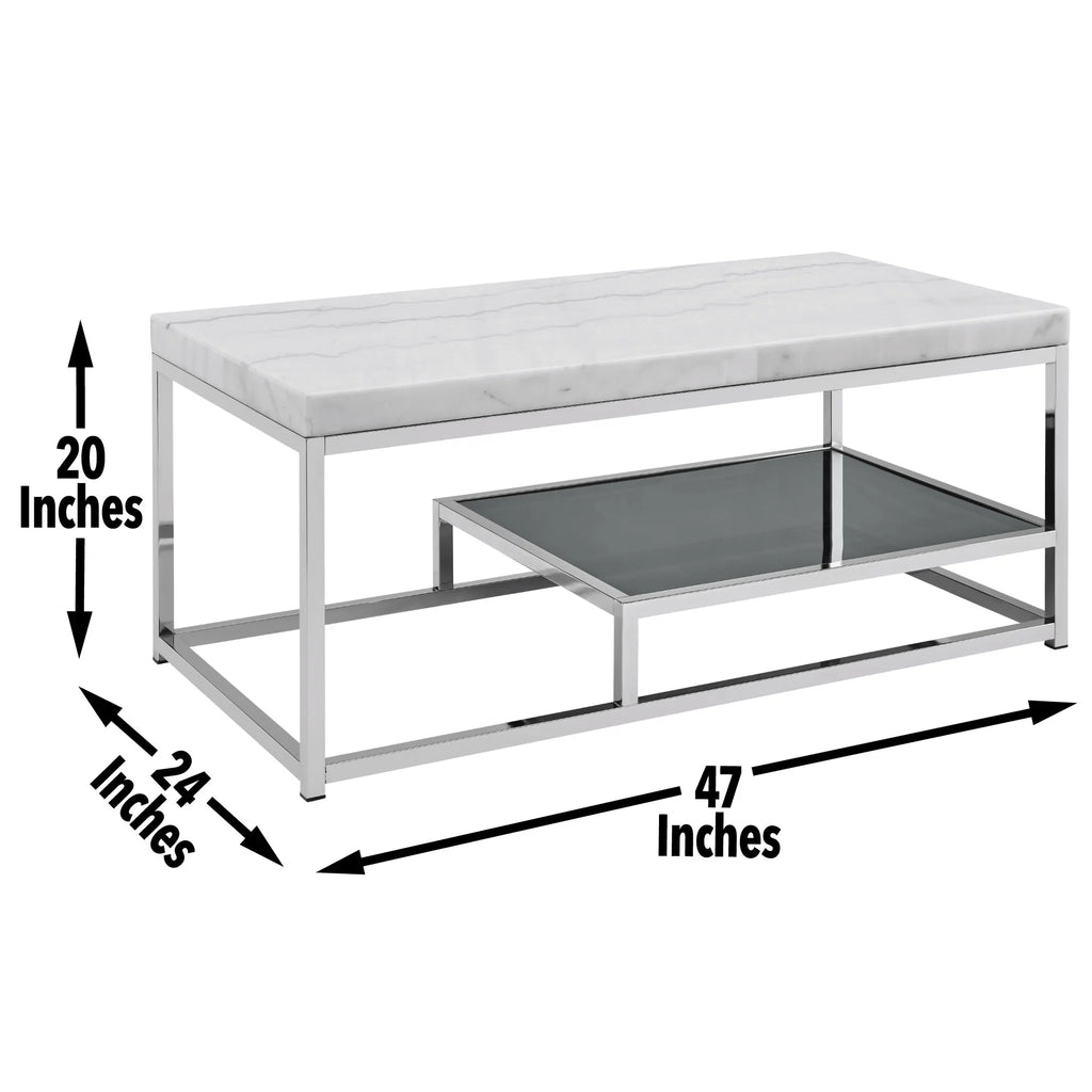 White Marble Top Coffee Table with Storage R7527
