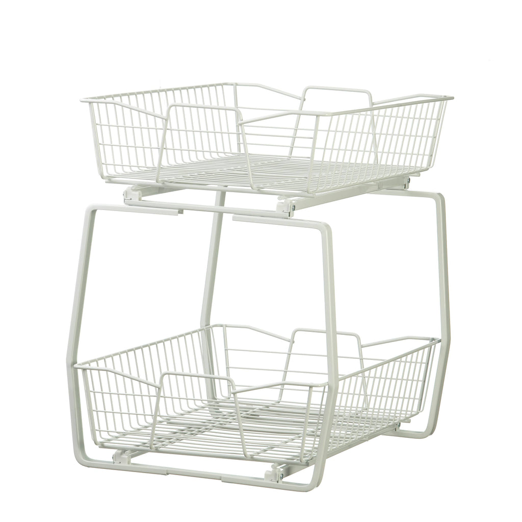 White 2 Tier Kitchen Cabinet Organizer J984
