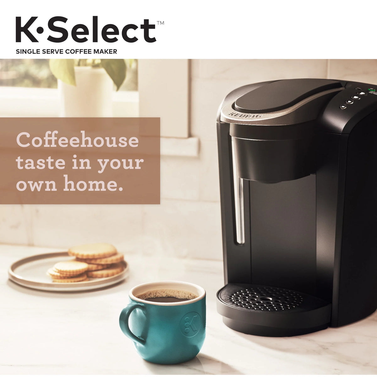 Single-Serve K-Cup Pod Coffee Maker with 12oz Brew Size, Matte Black Y256