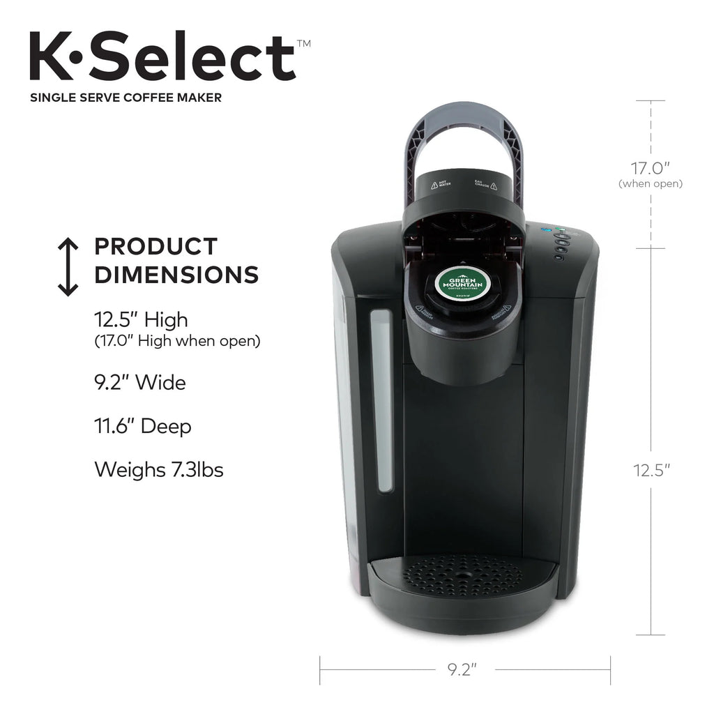 Single-Serve K-Cup Pod Coffee Maker with 12oz Brew Size, Matte Black Y256
