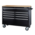 Black 9-Drawer Mobile Storage Cabinet with Solid Wood Top G8180