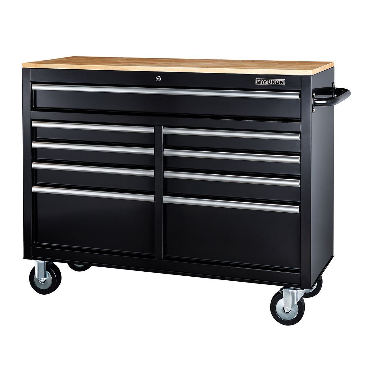 Black 9-Drawer Mobile Storage Cabinet with Solid Wood Top G8180