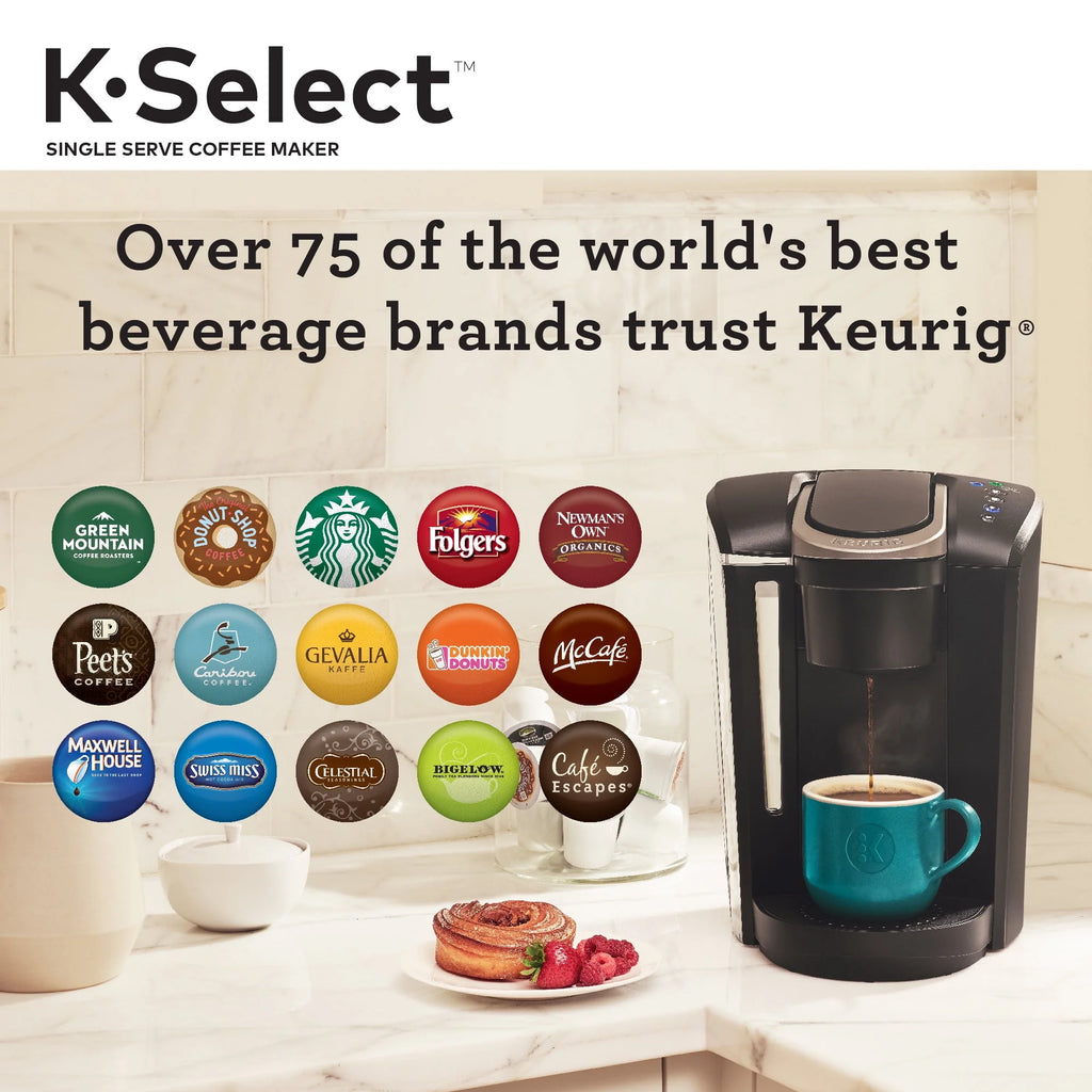 Single-Serve K-Cup Pod Coffee Maker with 12oz Brew Size, Matte Black Y256