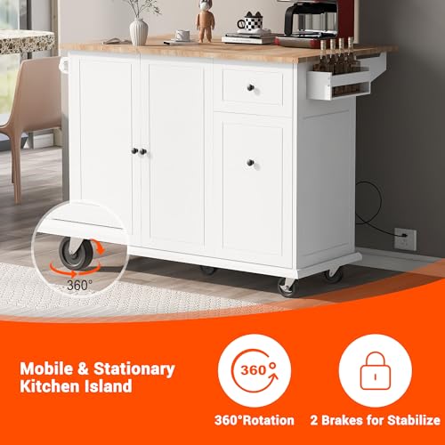 Kitchen Cart with Wood Top, 4 Drawers, Open Shelves and Door O16779