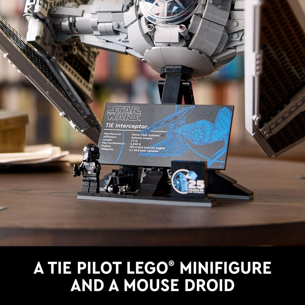 LEGO Star Wars TIE Interceptor Model Building Set with TIE Pilot Minifigure R85973