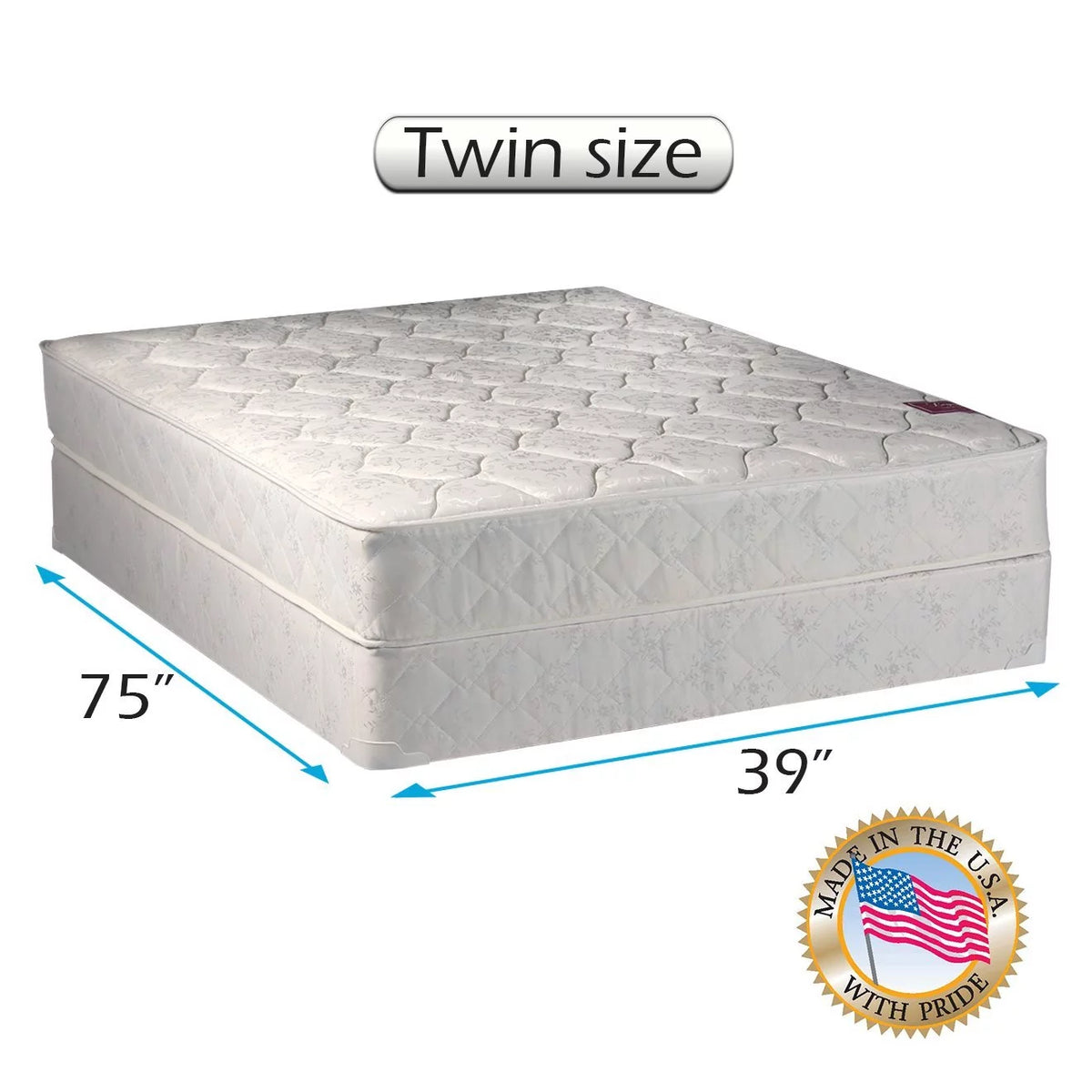 Twin Size Mattress and Box Spring Set with Mattress Cover B402689