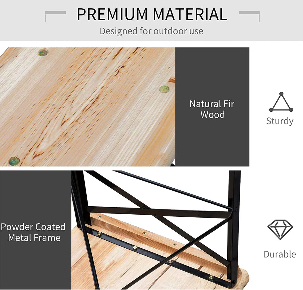 6' Portable Wooden Picnic Table and Bench Set K39467