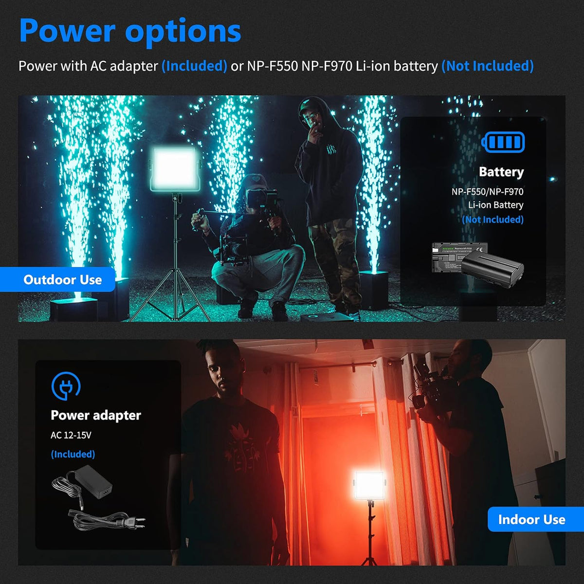 2 Packs RGB Led Light with Stands and Bag Z455007