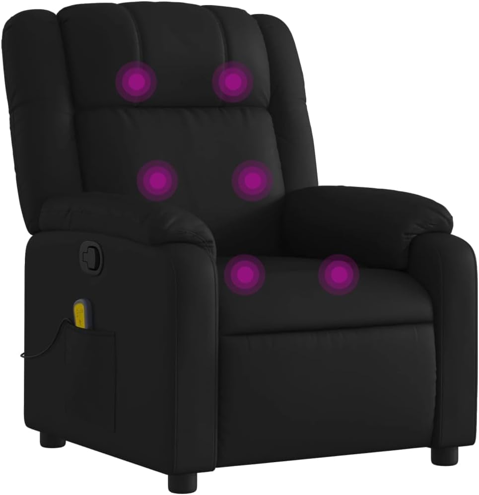 Black Faux Leather Massage Recliner Chair M16184