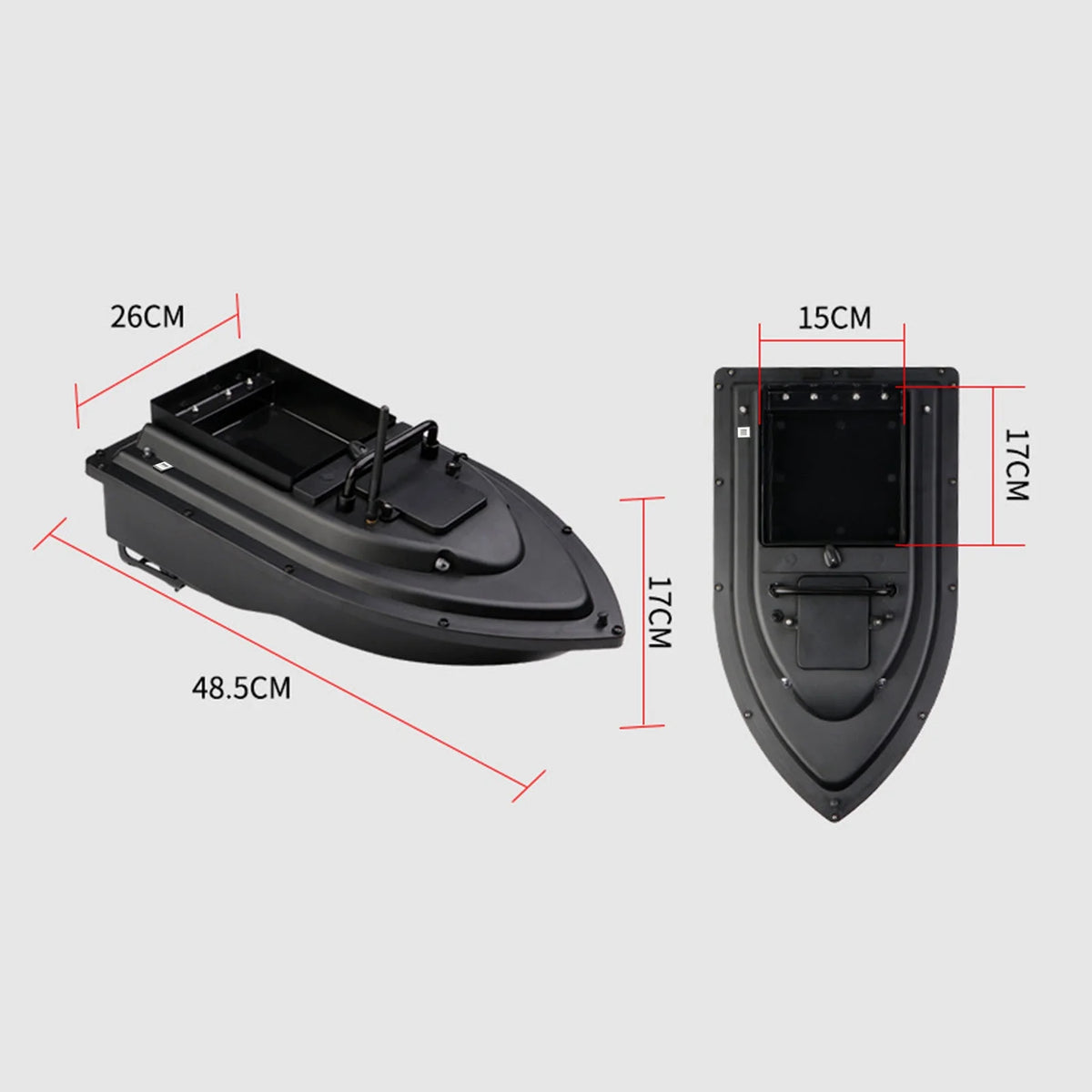 RC Fishing Bait Boat with Fish Finder, 0.75kg Loading, 500M Remote Control, Double Motor, Night Light, 12000mah Battery S217