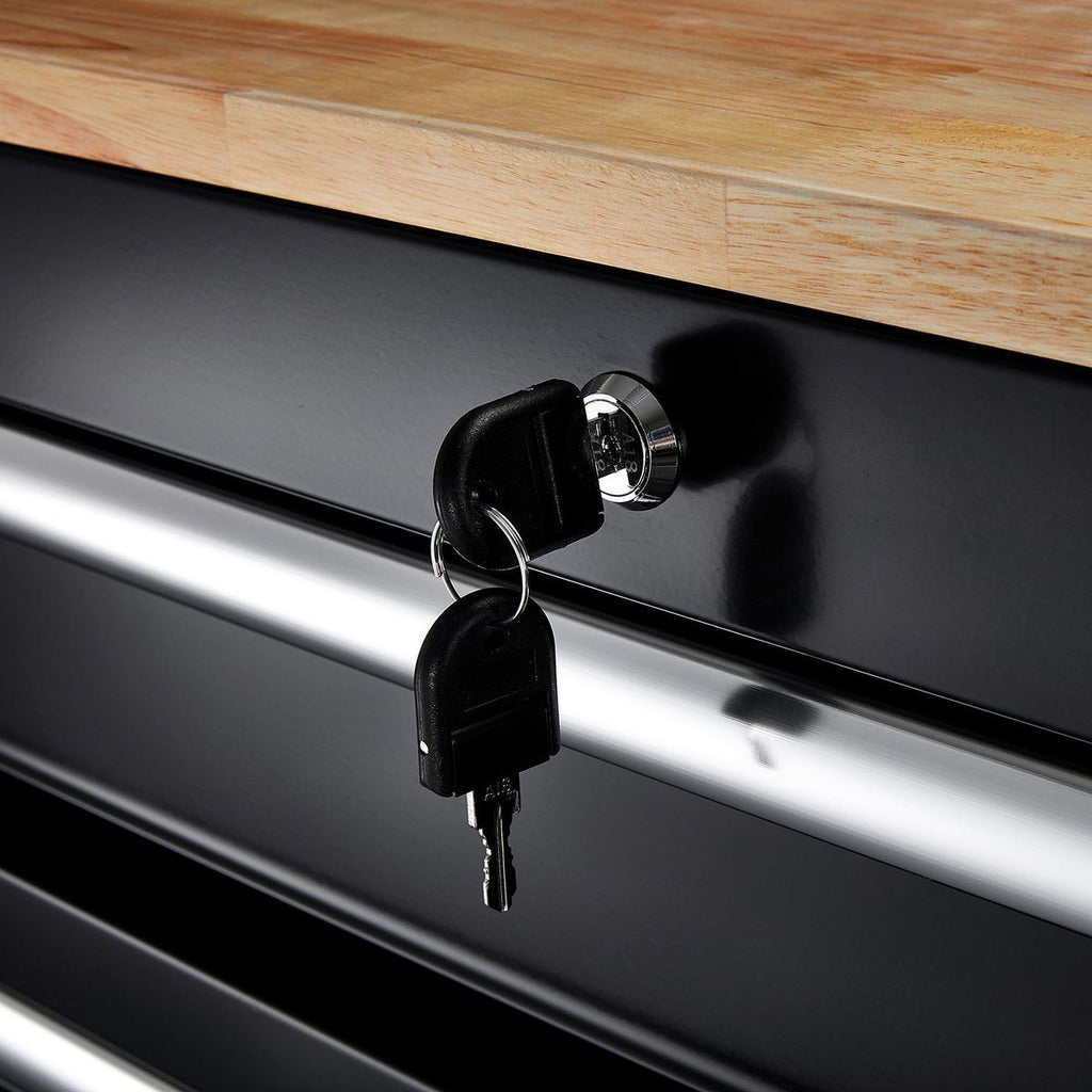 Black 9-Drawer Mobile Storage Cabinet with Solid Wood Top G8180