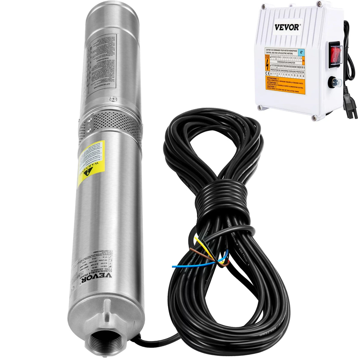 3HP 230V 37GPM 640 ft Head 4 inch Stainless Steel Submersible Pump V903