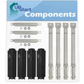 3 BBQ Grill Burner Crossover Tube & 4 Heat Shield Plate Tent & 4 Tube Burner Replacement Parts O2074