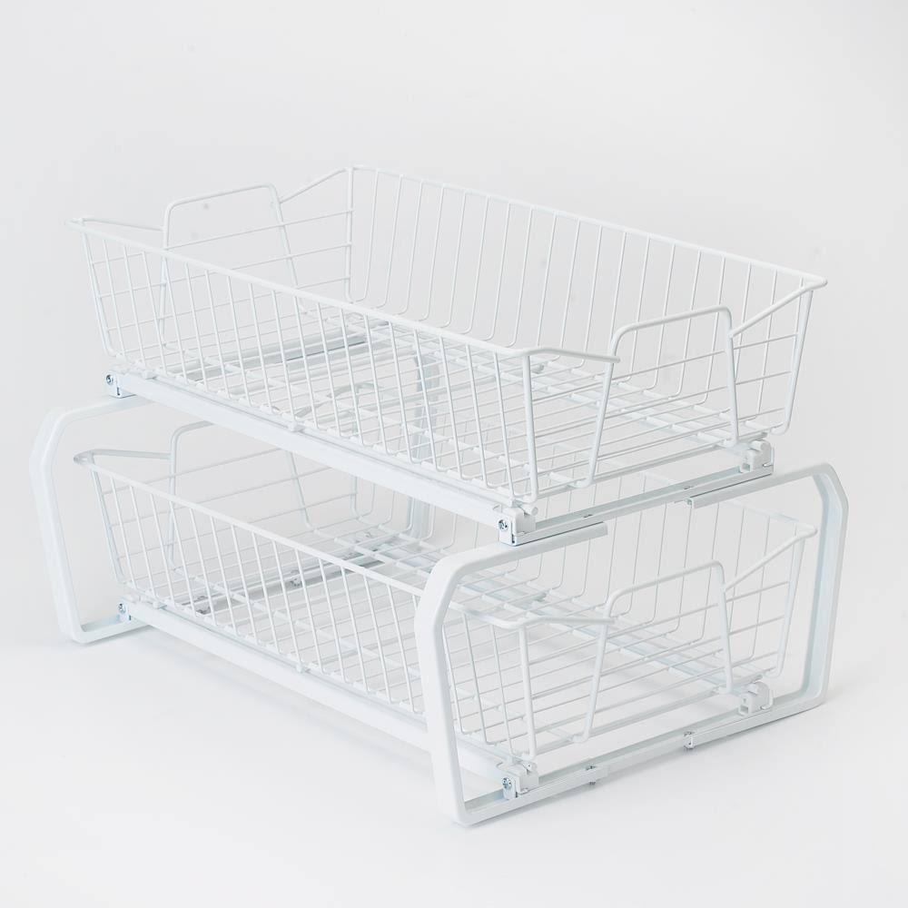 White 2 Tier Kitchen Cabinet Organizer J984