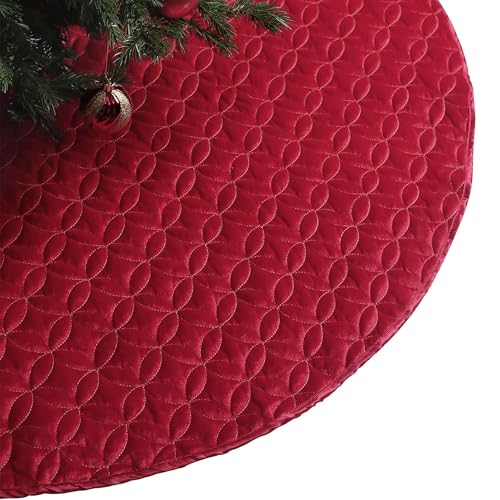 36 Inch Red Gold Velvet Christmas Tree Skirt N873700