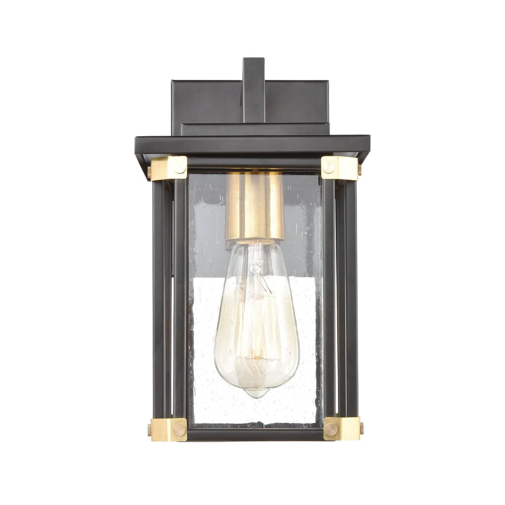 Matte Black 1-Light Sconce with Seedy Glass D4734