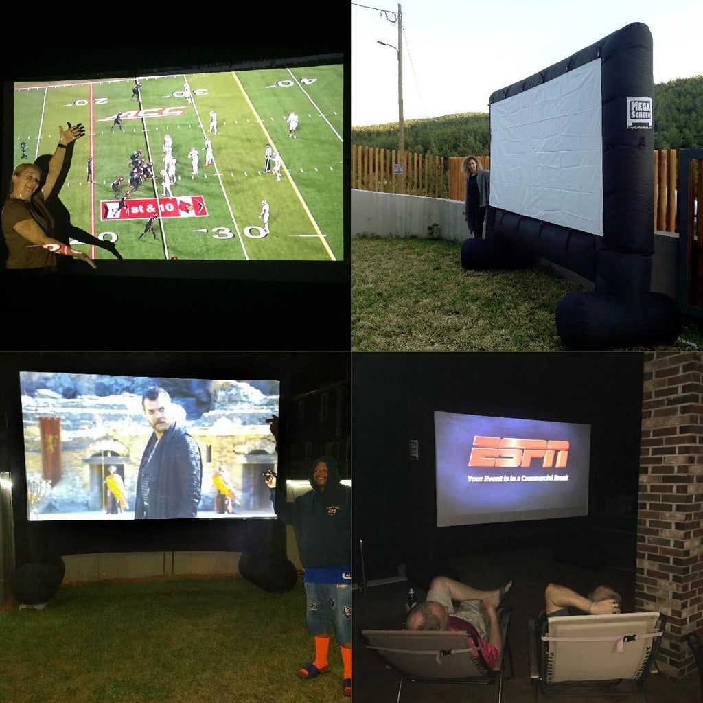 14' Inflatable Canvas Projection Screen with Inflation Fan, Tie-Downs and Storage Bag J8374