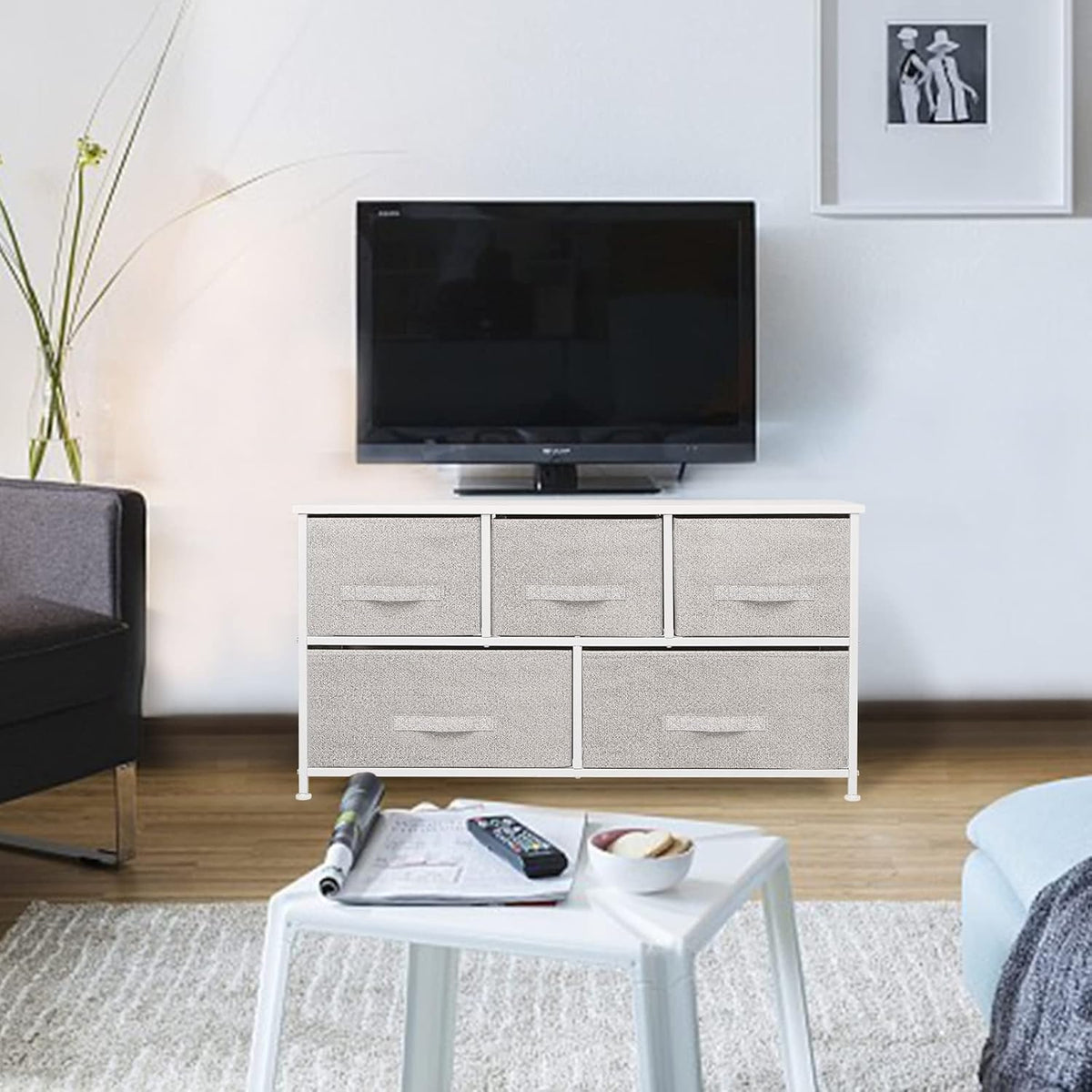 Brown 5-Drawer Storage Cabinet with Steel Frame Z628284