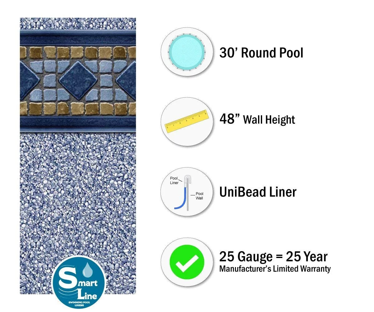 30' Round Unibead Pool Liner 48" Height 25 Gauge Q65045