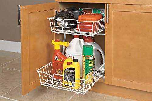 White 2 Tier Kitchen Cabinet Organizer J984