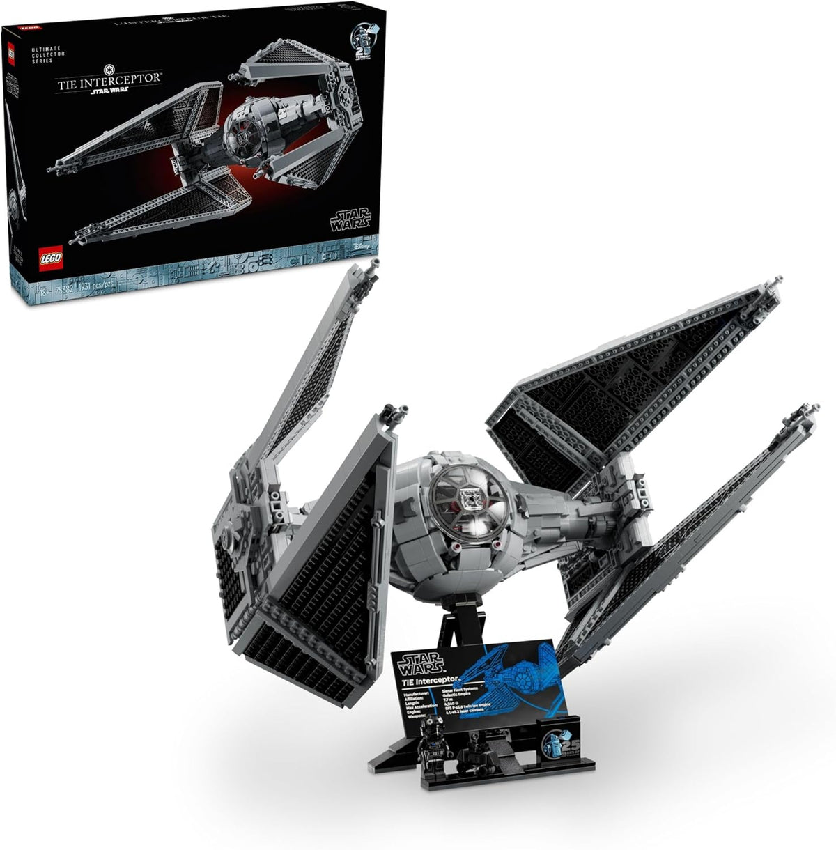 LEGO Star Wars TIE Interceptor Model Building Set with TIE Pilot Minifigure R85973